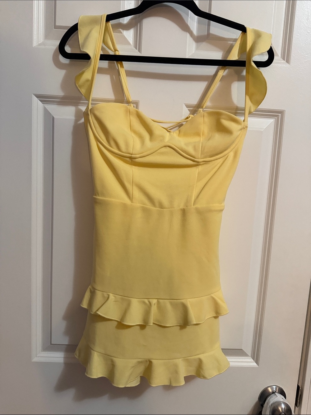 Lucy in the Sky Pale Yellow Ruffle Mini Dress